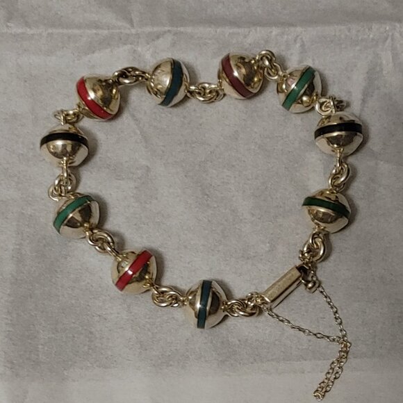 Vintage Sterling Silver and enamel bracelet - Picture 1 of 5